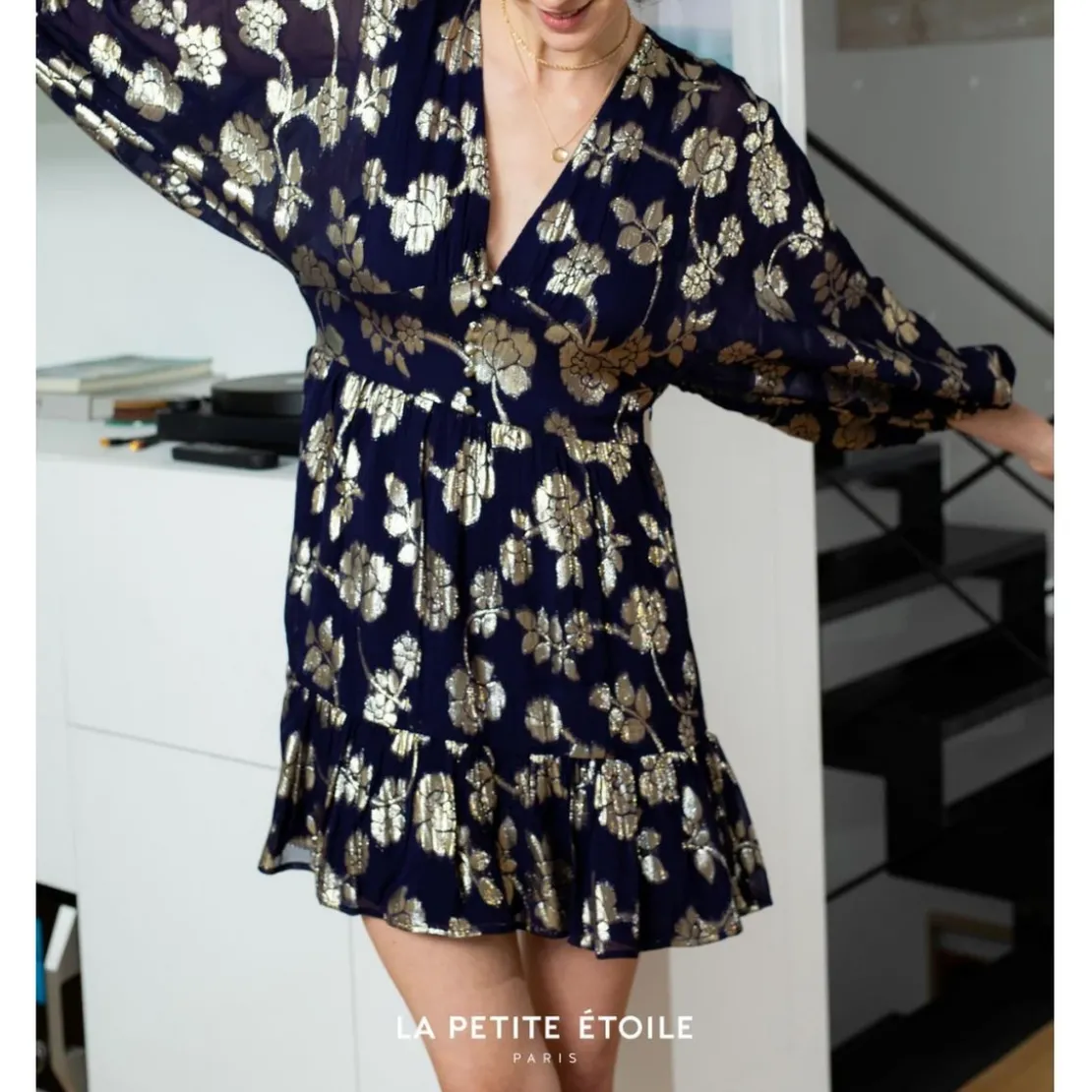 La Petite EtoileRobe NIDA bleu marine en viscose