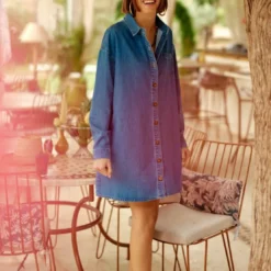 La Petite EtoileRobe RIMEN S stone en coton bleu