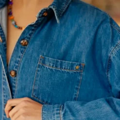 La Petite EtoileRobe RIMEN S stone en coton bleu