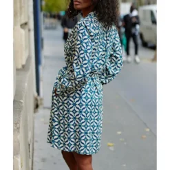La Petite EtoileRobe RUKA geo en viscose bleu