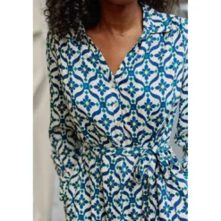 La Petite EtoileRobe RUKA geo en viscose bleu