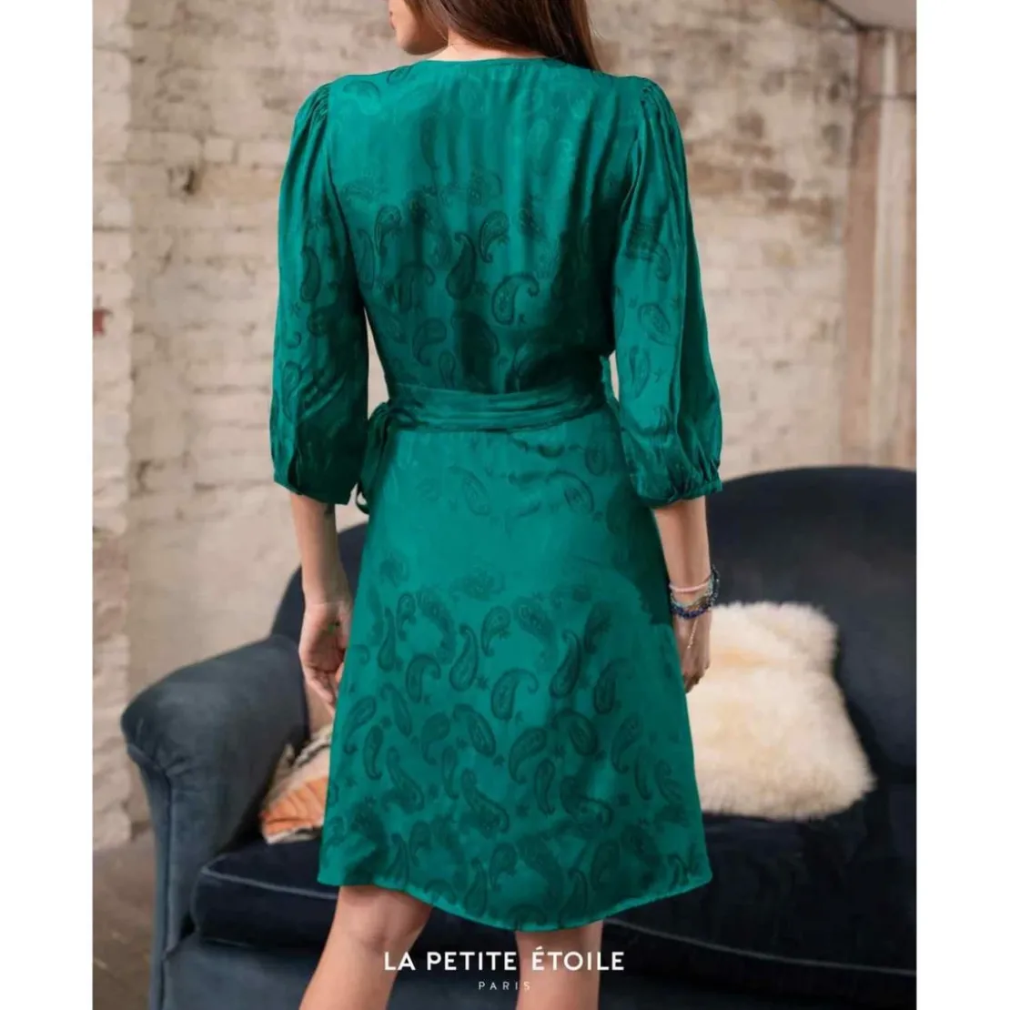 La Petite EtoileRobe Shima vert en viscose