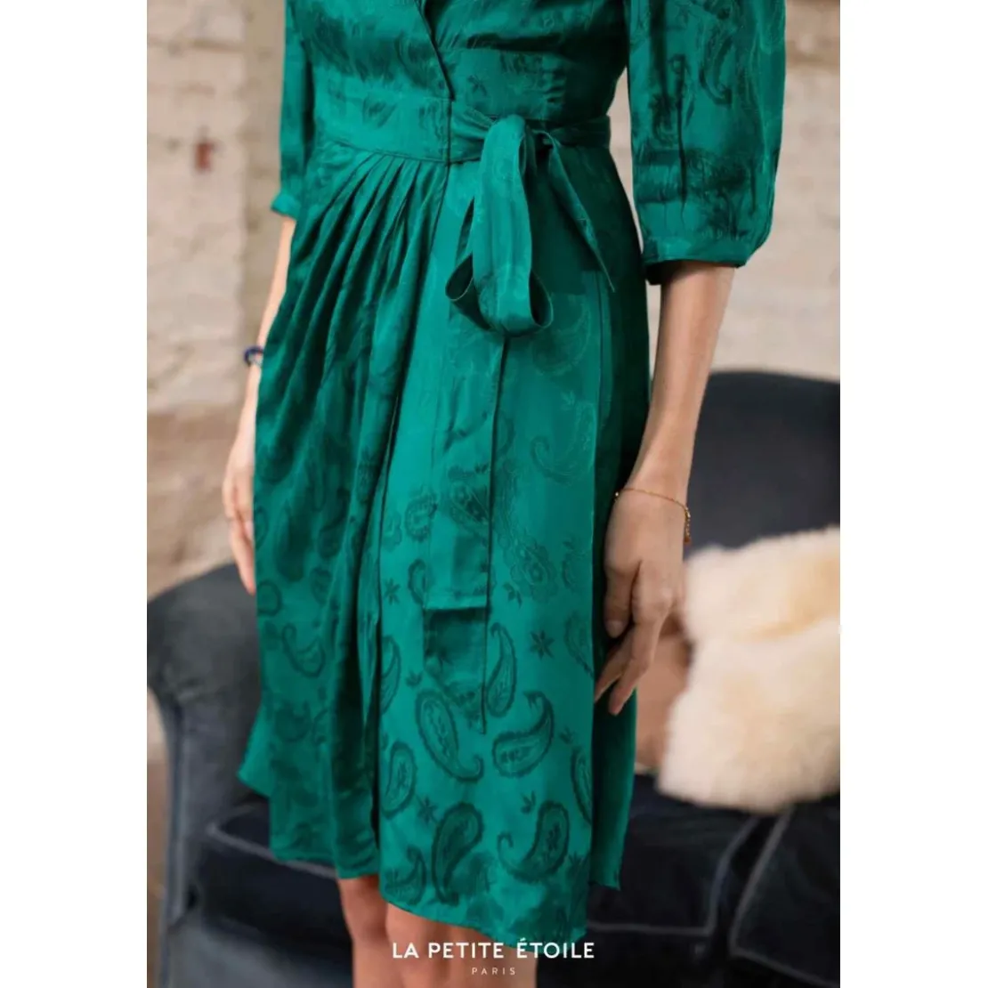 La Petite EtoileRobe Shima vert en viscose