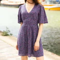 La Petite EtoileRobe violette manches courtes ZANA