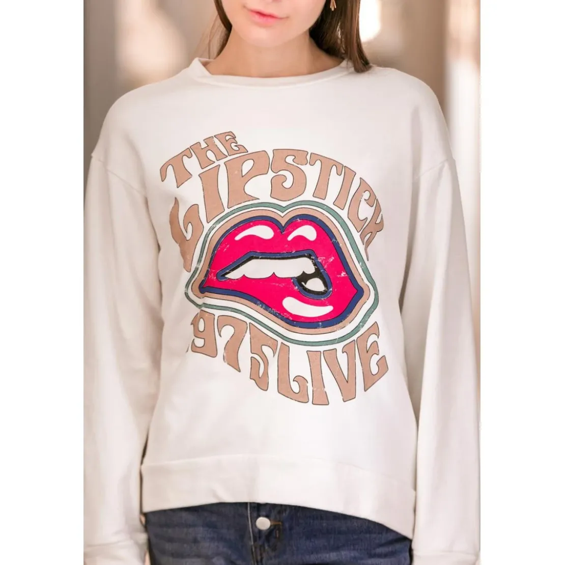 La Petite EtoileSweat-Shirt LIPSTICK-SWEAT écru en viscose