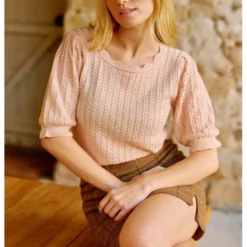 La Petite EtoileTop Maille MIRTA poudre en coton
