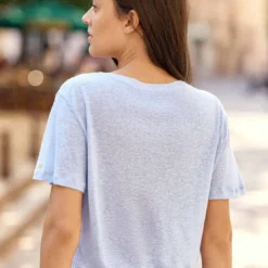 La Petite EtoileT-SHIRT BLEU CIEL THANA en lin