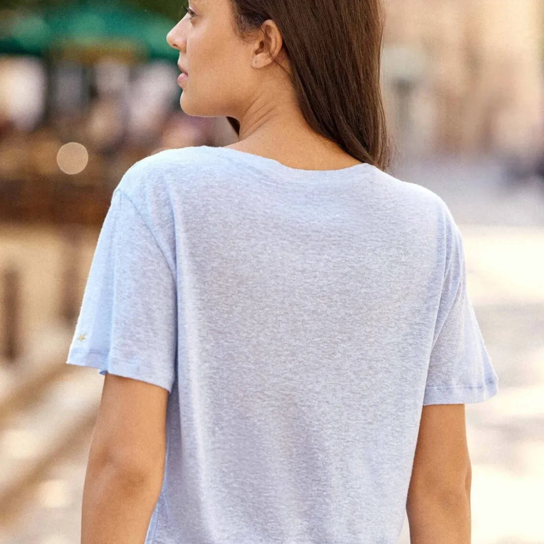 La Petite EtoileT-SHIRT BLEU CIEL THANA en lin