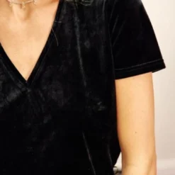 La Petite EtoileT-Shirt en velours ELVIE V noir