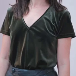 La Petite EtoileT-Shirt en velours ELVIE V kaki
