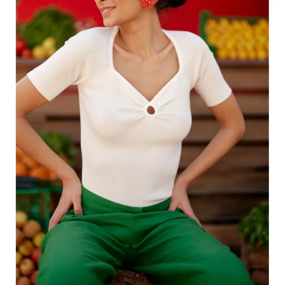 La Petite EtoileT-Shirt THERESA blanc en viscose