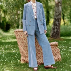 La Petite EtoileVeste bleu gris VICTOIRE en coton