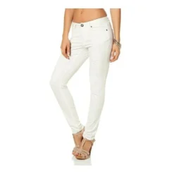 Laura ScottJean étroit taille basse destroyed femme Laura Scott - Blanc en coton