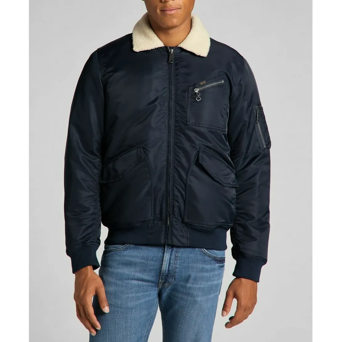 LeeBlouson Homme Flight Jacket bleu foncé en nylon