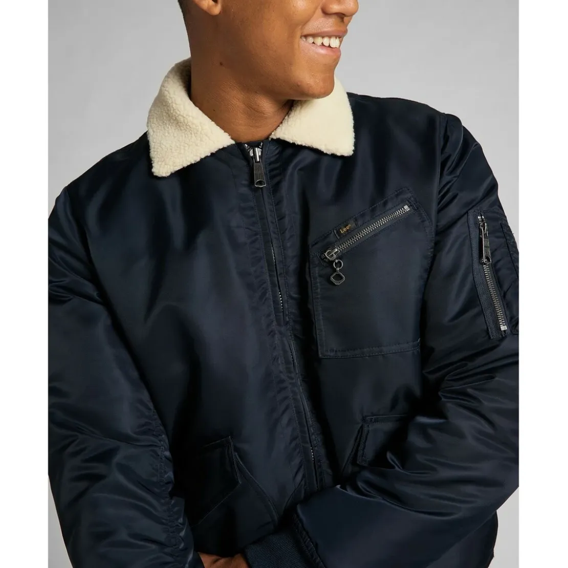 LeeBlouson Homme Flight Jacket bleu foncé en nylon