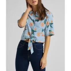 LeeChemise bleu Knotted Resort Shirt en viscose