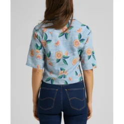 LeeChemise bleu Knotted Resort Shirt en viscose