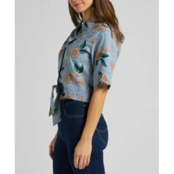 LeeChemise bleu Knotted Resort Shirt en viscose