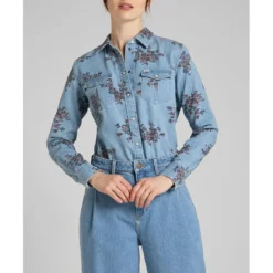 LeeChemise Femme Regular Western Shirt bleu ciel en coton