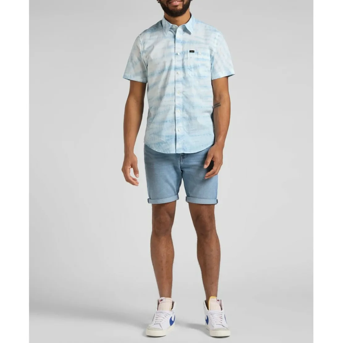 LeeChemise à Manches Courtes Homme SS LEESURE - Tie and Dye Bleu en coton