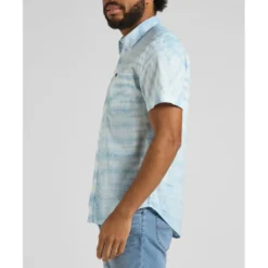 LeeChemise à Manches Courtes Homme SS LEESURE - Tie and Dye Bleu en coton