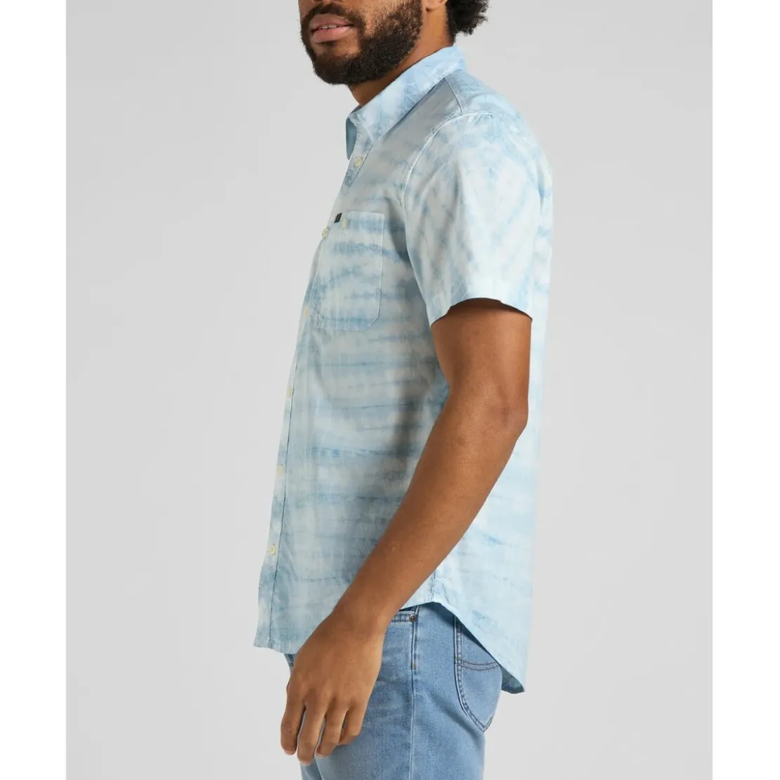 LeeChemise à Manches Courtes Homme SS LEESURE - Tie and Dye Bleu en coton