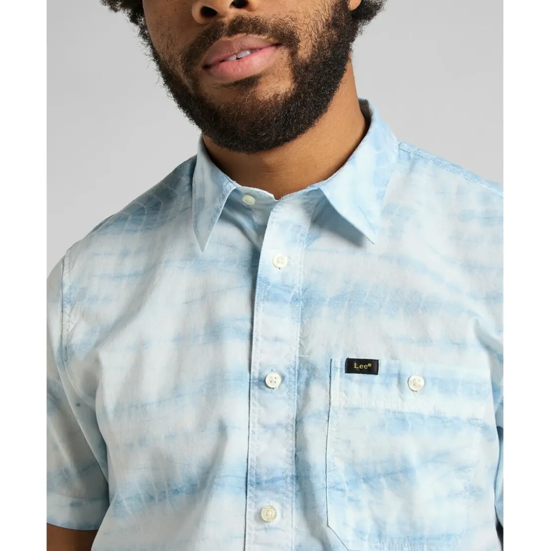 LeeChemise à Manches Courtes Homme SS LEESURE - Tie and Dye Bleu en coton