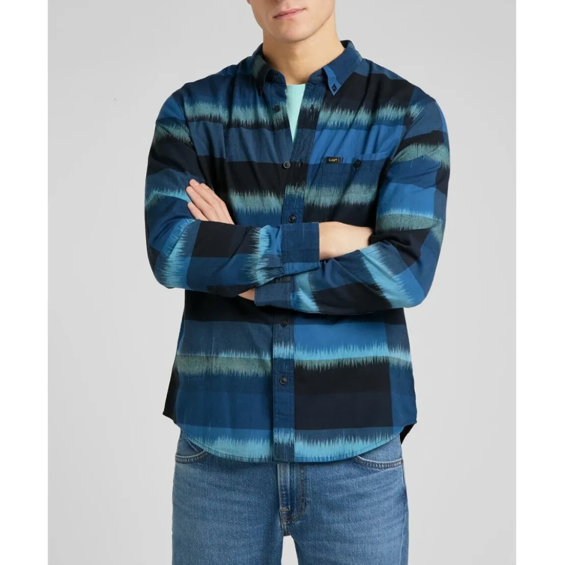 LeeChemise manches longues RIVETED - Imprimé Graphique bleu marine en coton