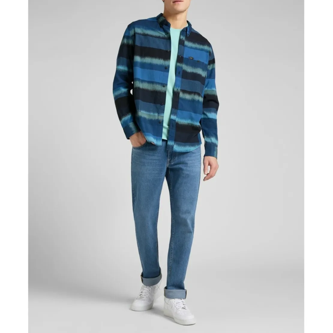 LeeChemise manches longues RIVETED - Imprimé Graphique bleu marine en coton