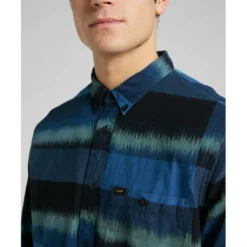 LeeChemise manches longues RIVETED - Imprimé Graphique bleu marine en coton