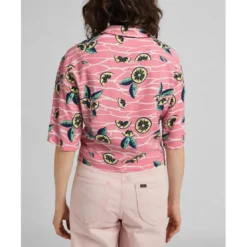 LeeChemise rose Knotted Resort Shirt en viscose