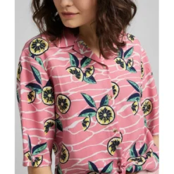 LeeChemise rose Knotted Resort Shirt en viscose