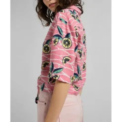 LeeChemise rose Knotted Resort Shirt en viscose