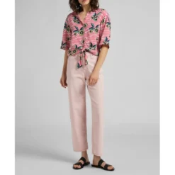 LeeChemise rose Knotted Resort Shirt en viscose