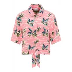 LeeChemise rose Knotted Resort Shirt en viscose