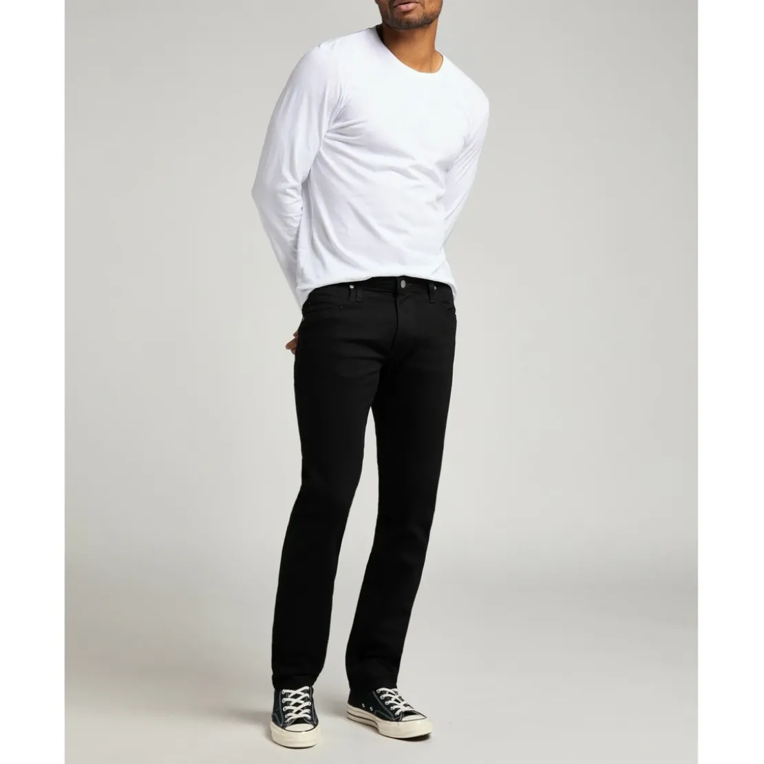 LeeJean Homme droit noir Daren Zip Fly longueur 32 en coton