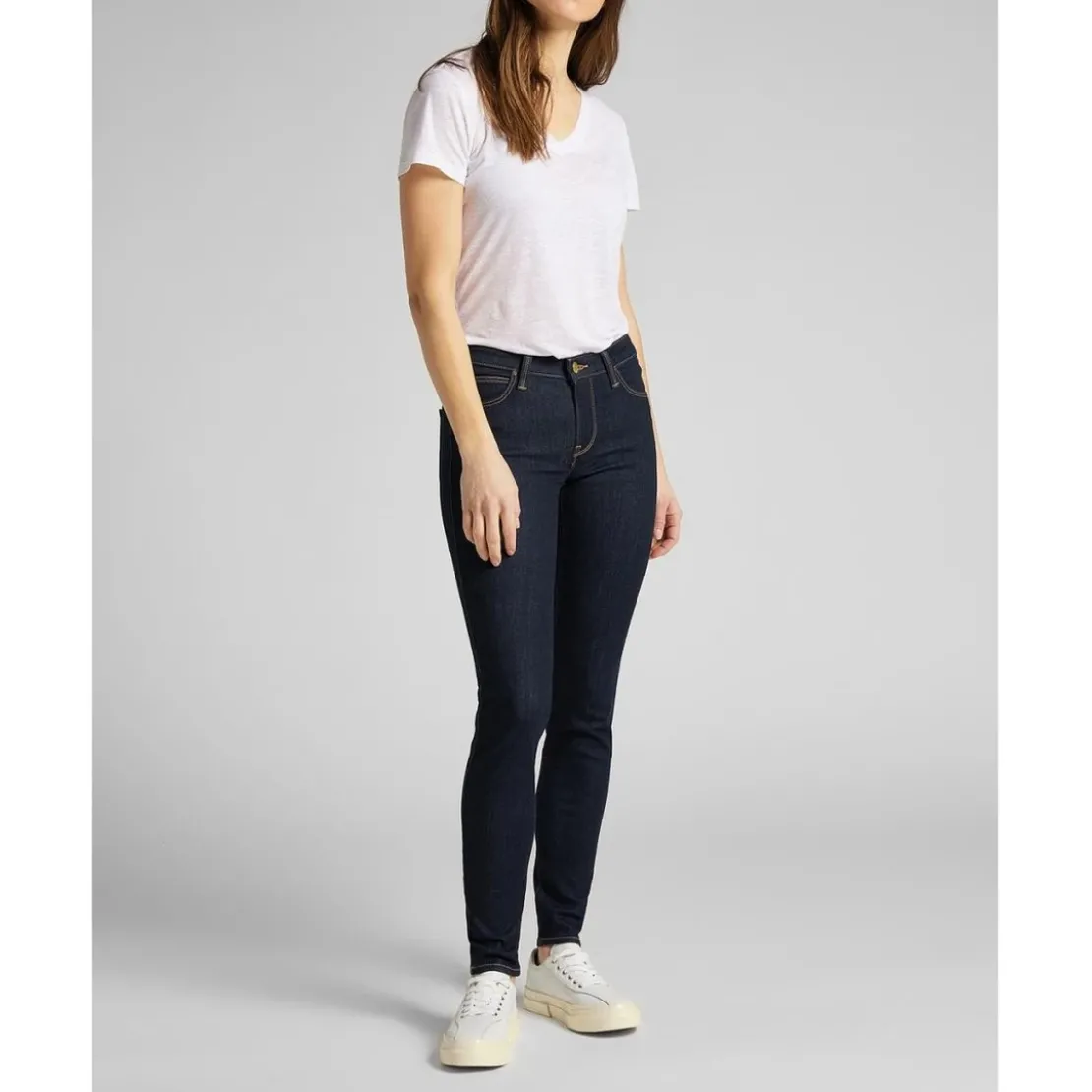 LeeJean Skinny Femme SCARLETT - Denim Très Foncé bleu en coton