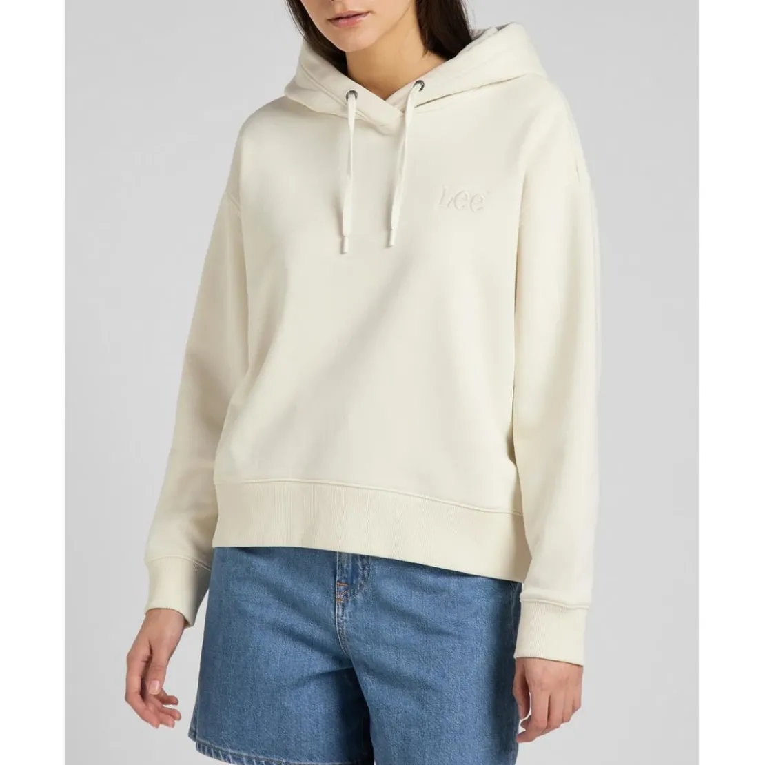 LeeSweatshirt Femme à Capuche - Uni Beige écru en coton