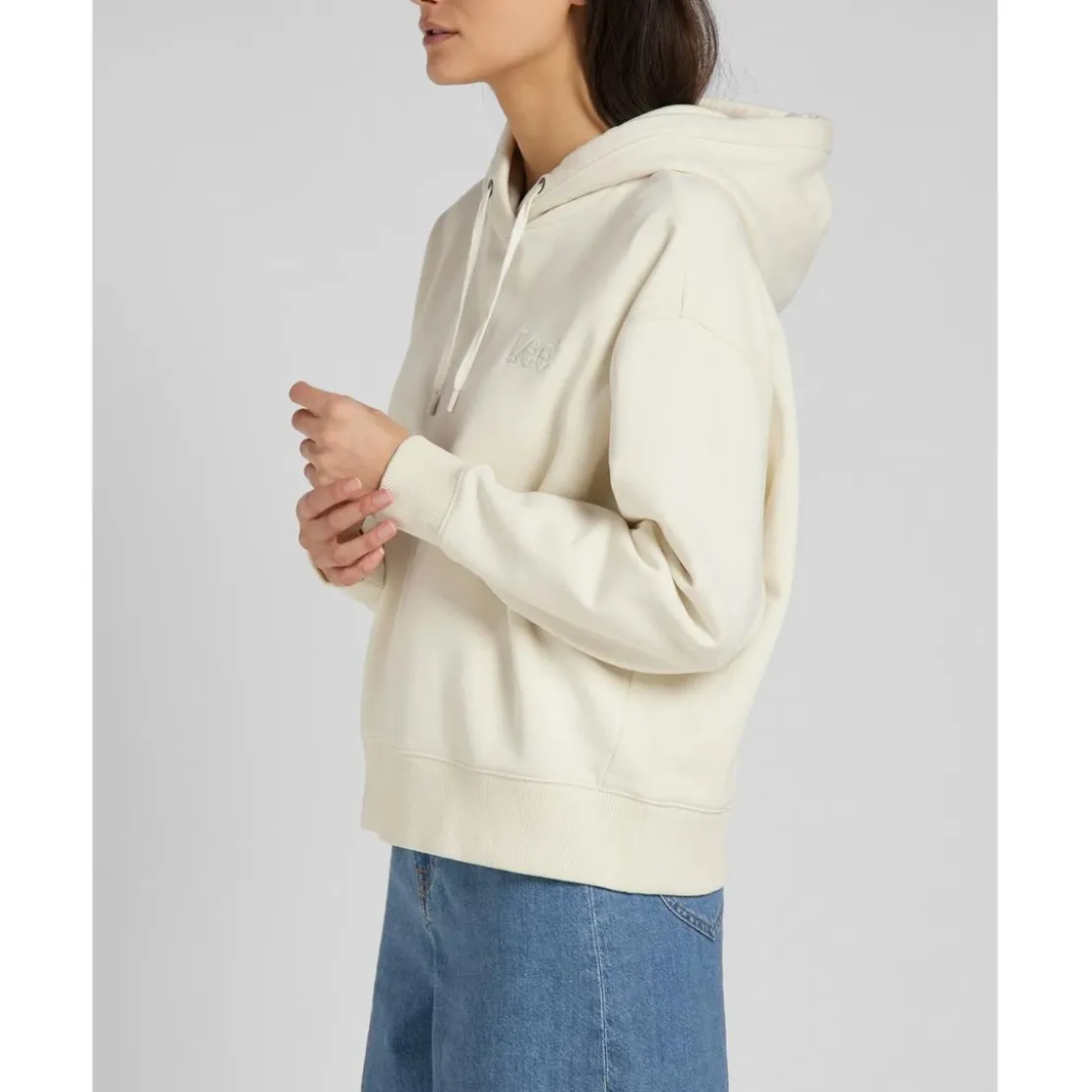 LeeSweatshirt Femme à Capuche - Uni Beige écru en coton