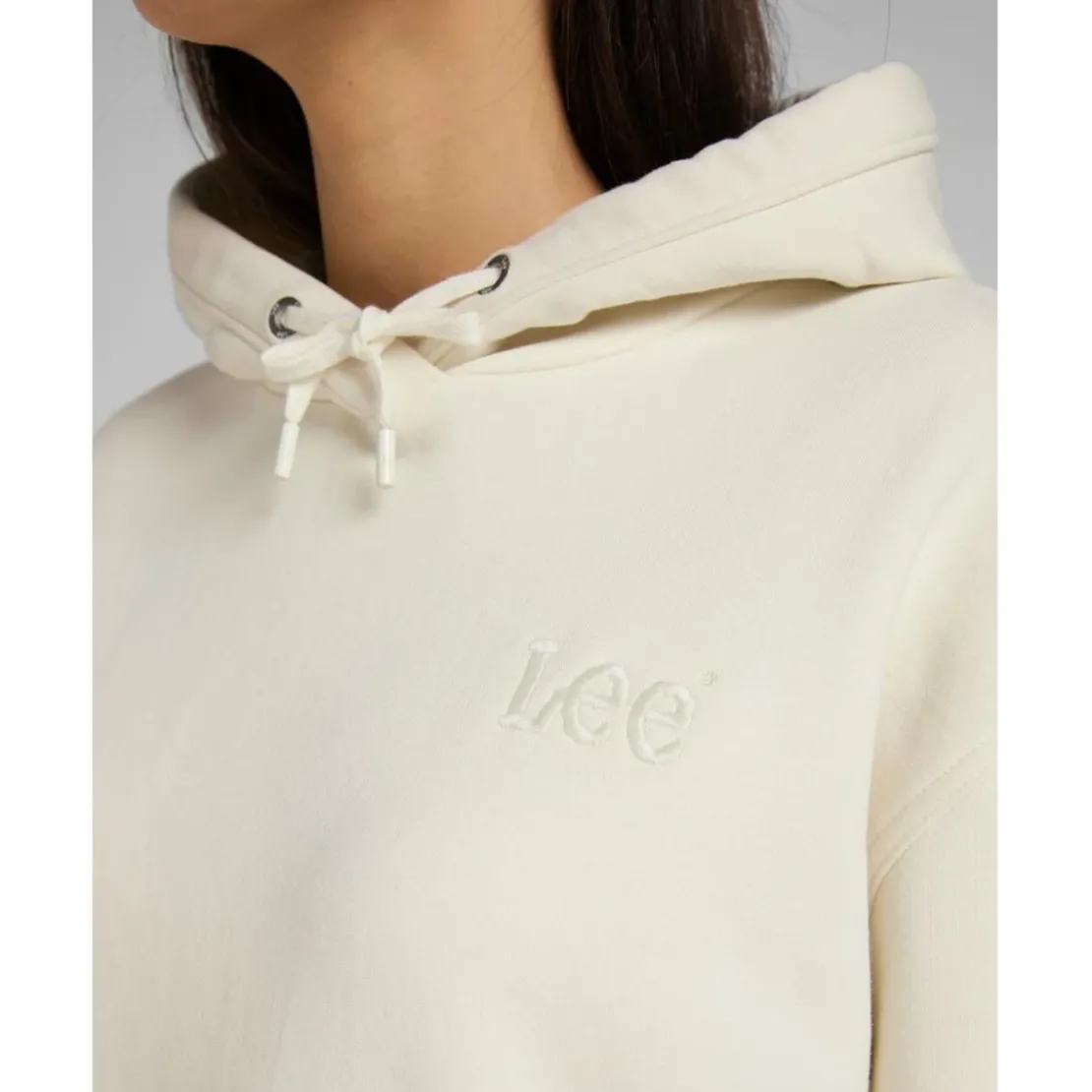 LeeSweatshirt Femme à Capuche - Uni Beige écru en coton