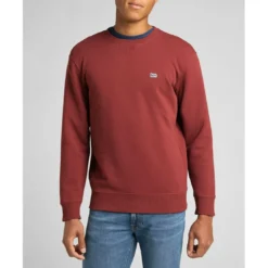 LeeSweatshirt Homme rouge brique Plain Crew en coton
