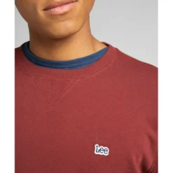 LeeSweatshirt Homme rouge brique Plain Crew en coton