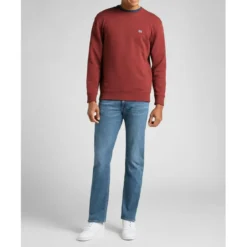 LeeSweatshirt Homme rouge brique Plain Crew en coton