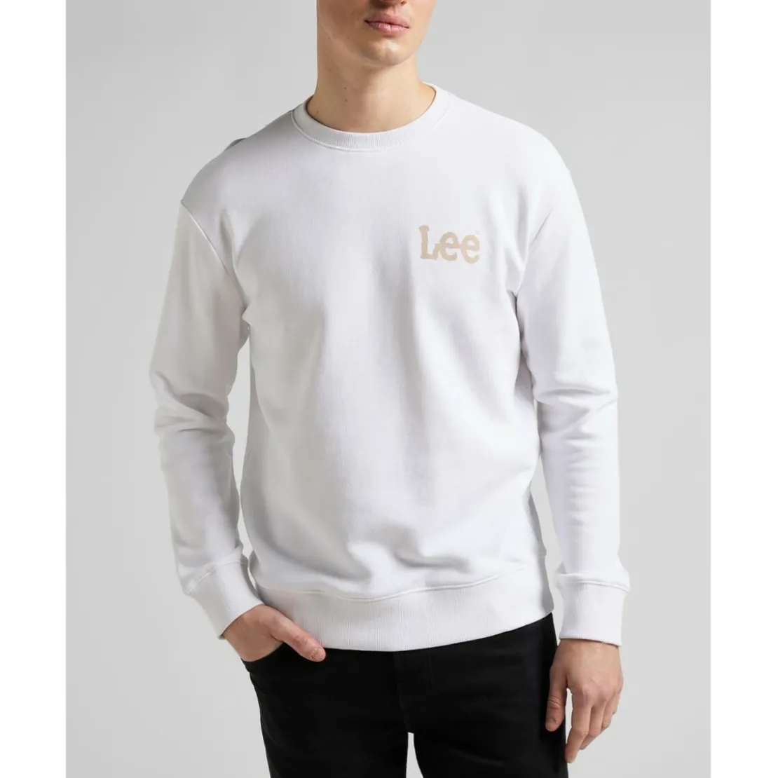 LeeSweatshirt Homme WOBBLY LEE - Uni Blanc en coton