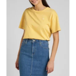 LeeT-Shirt Femme uni - Jaune en coton