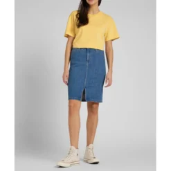 LeeT-Shirt Femme uni - Jaune en coton