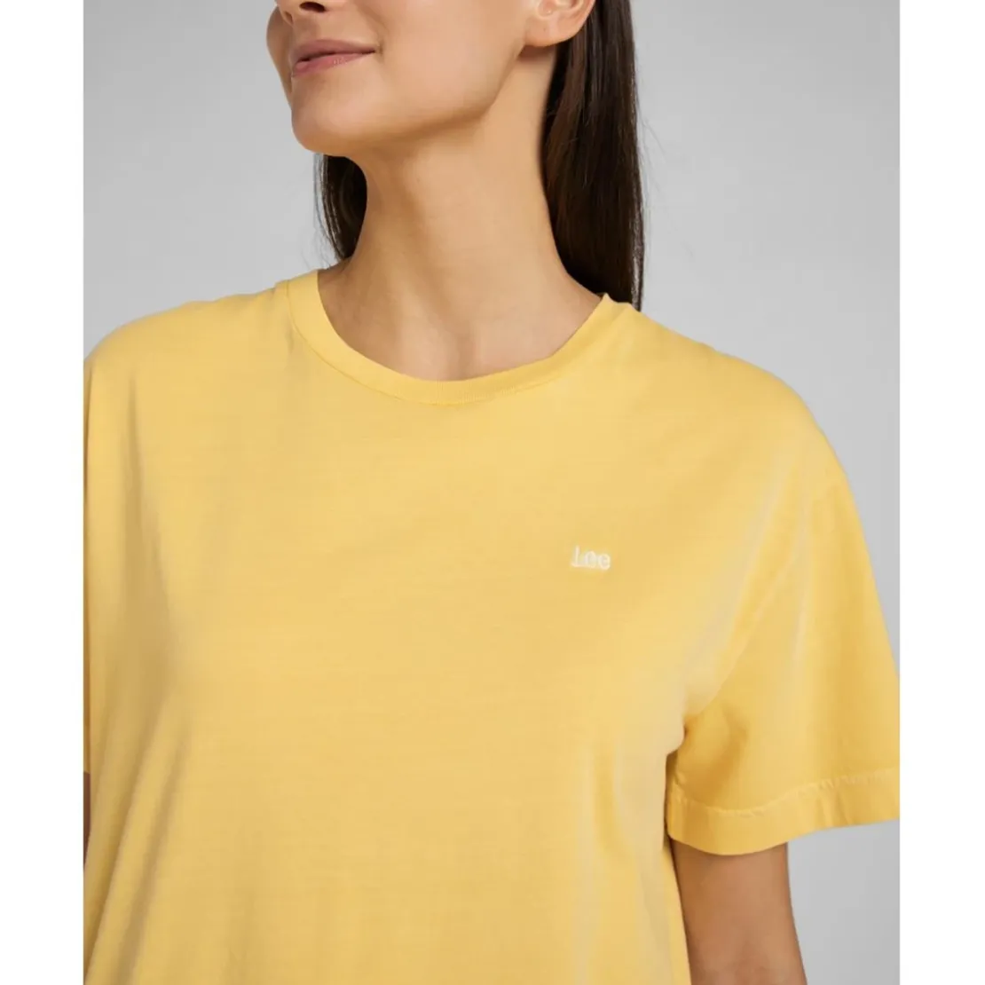 LeeT-Shirt Femme uni - Jaune en coton