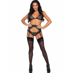 Leg AvenueEnsemble 3 pièces bralette, slip et porte-jaretelles Leg Avenue noir