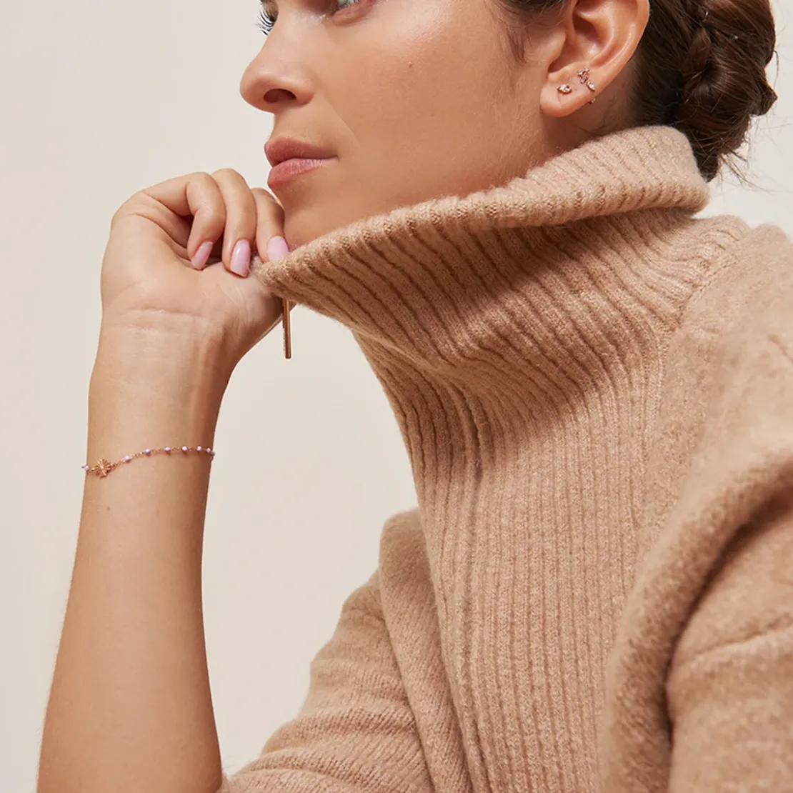 Les Petites BombesPull Col Camionneur beige