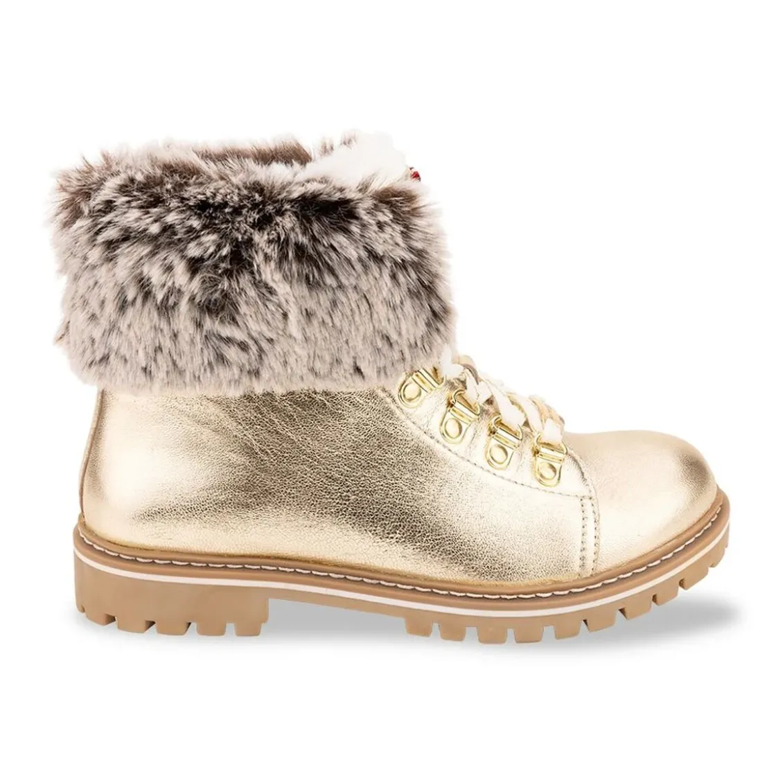 Les Tropéziennes par M.BelarbiBottes de neige femme or platine LACEN en cuir